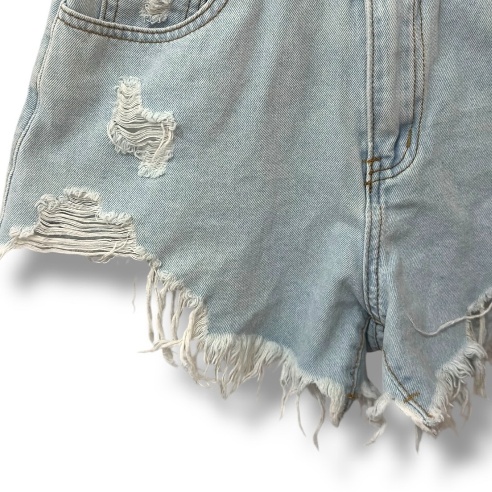 SHEIN | EUC Light Blue High-Waist Distressed Denim Shorts (size S) - Picture 4 of 7